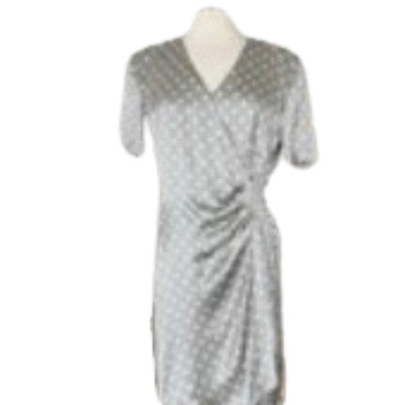 Escada by Margaretha Ley Dress Vintage Silk Midi Faux Wrap Polka Dots sz 42 - Picture 14 of 14